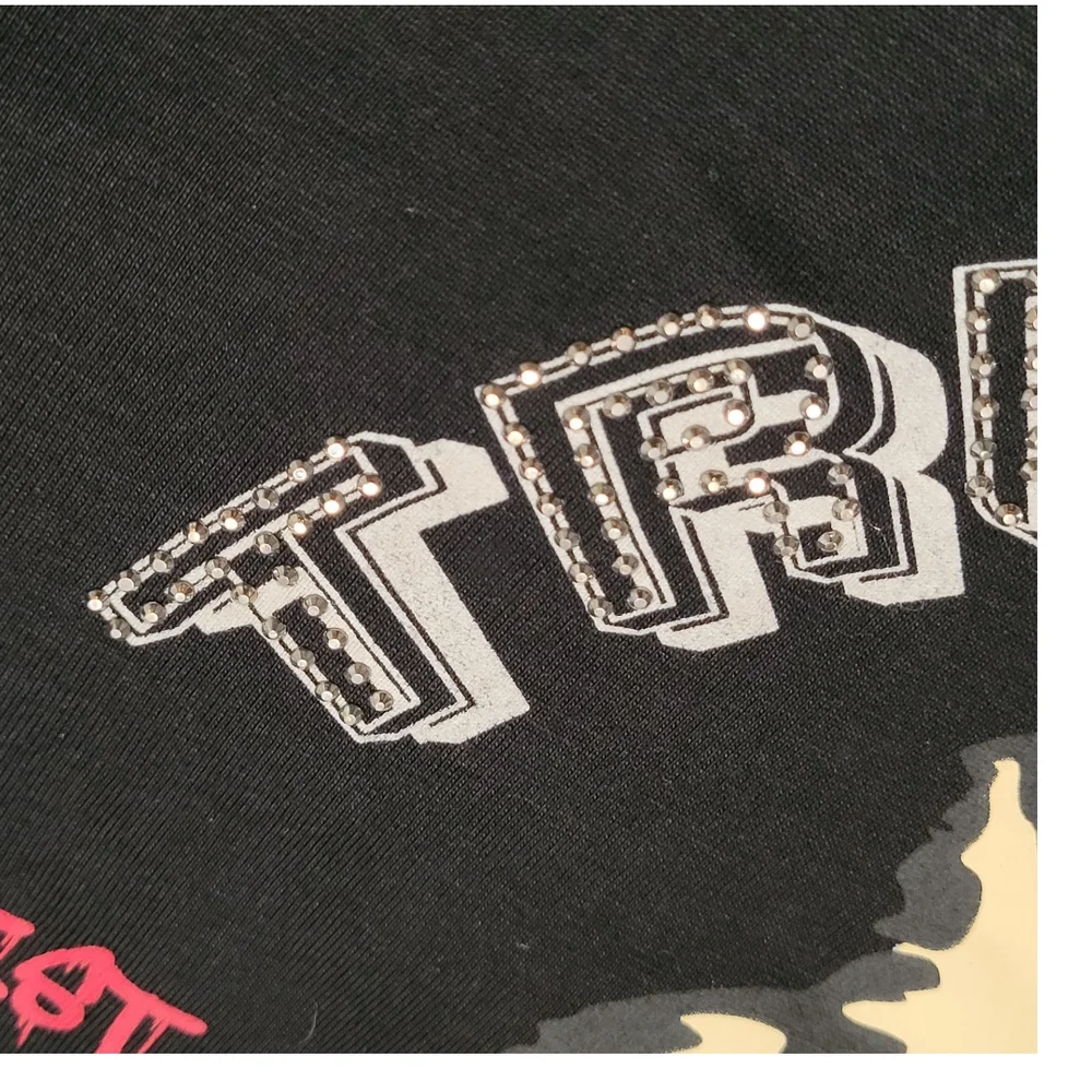 NEW True Religion Black Crew Neck Tee Shirt Tiger Bling Graphic Size M